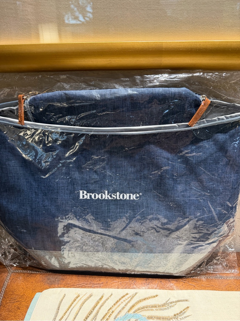 Brookstone Navy Blue Laptop Tote with Leather-Accent Handles